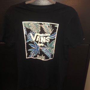 Men’s small vans black tropical font shirt